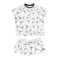 Women's Short Pajama Set — Minimal Black Crackle All-Over Print Sleepwear