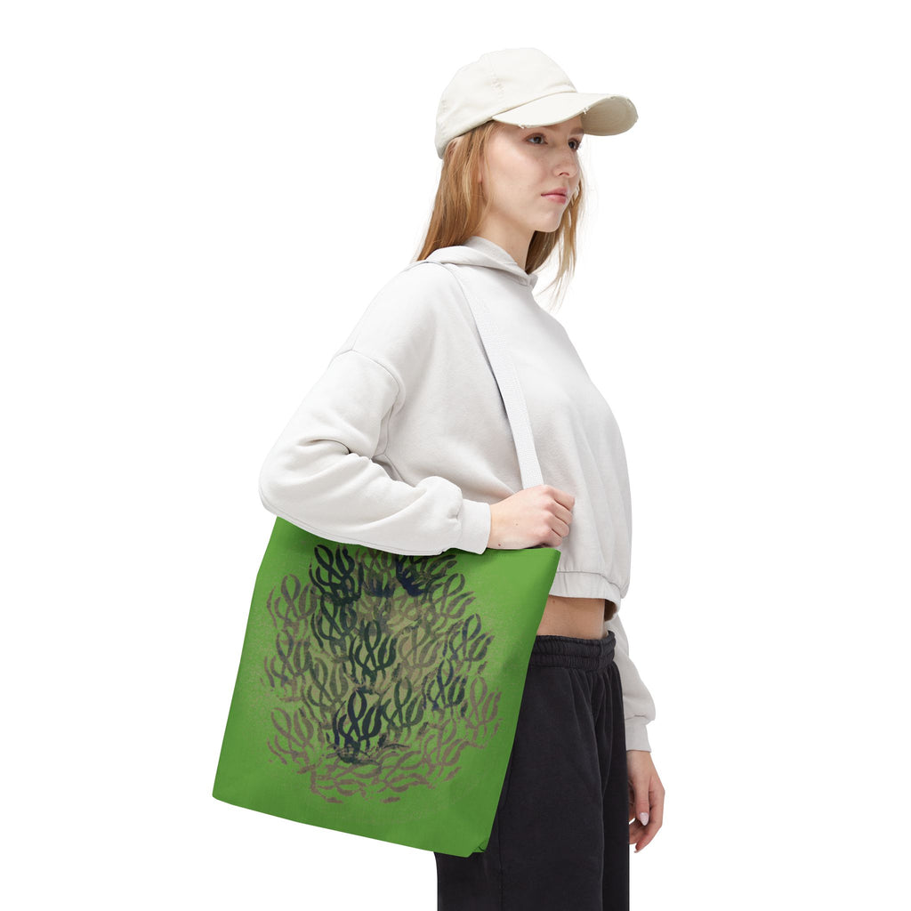 Green Abstract Coral Tote Bag – Ocean-Inspired All-Over Print Tote