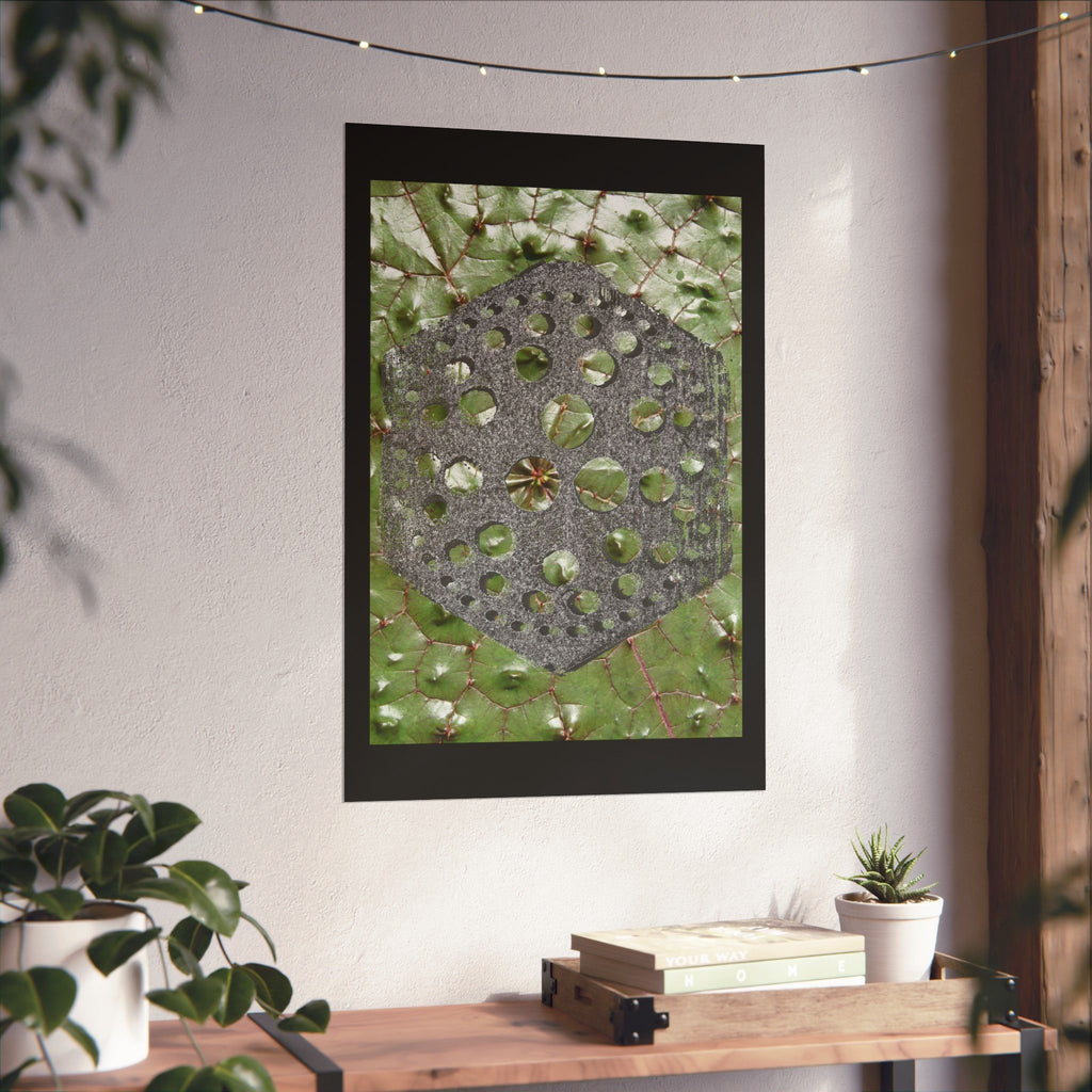 Geometric Hexagon Pattern Matte Poster | Botanical Leaf Texture