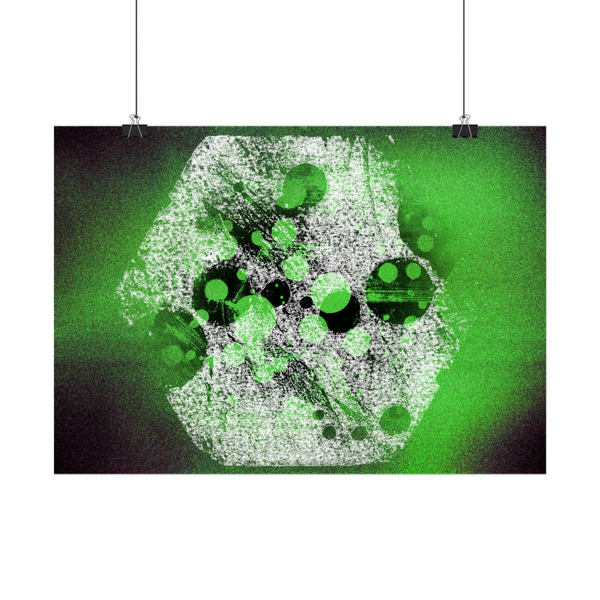 Abstract Neon Green Art Poster — Horizontal Wall Print