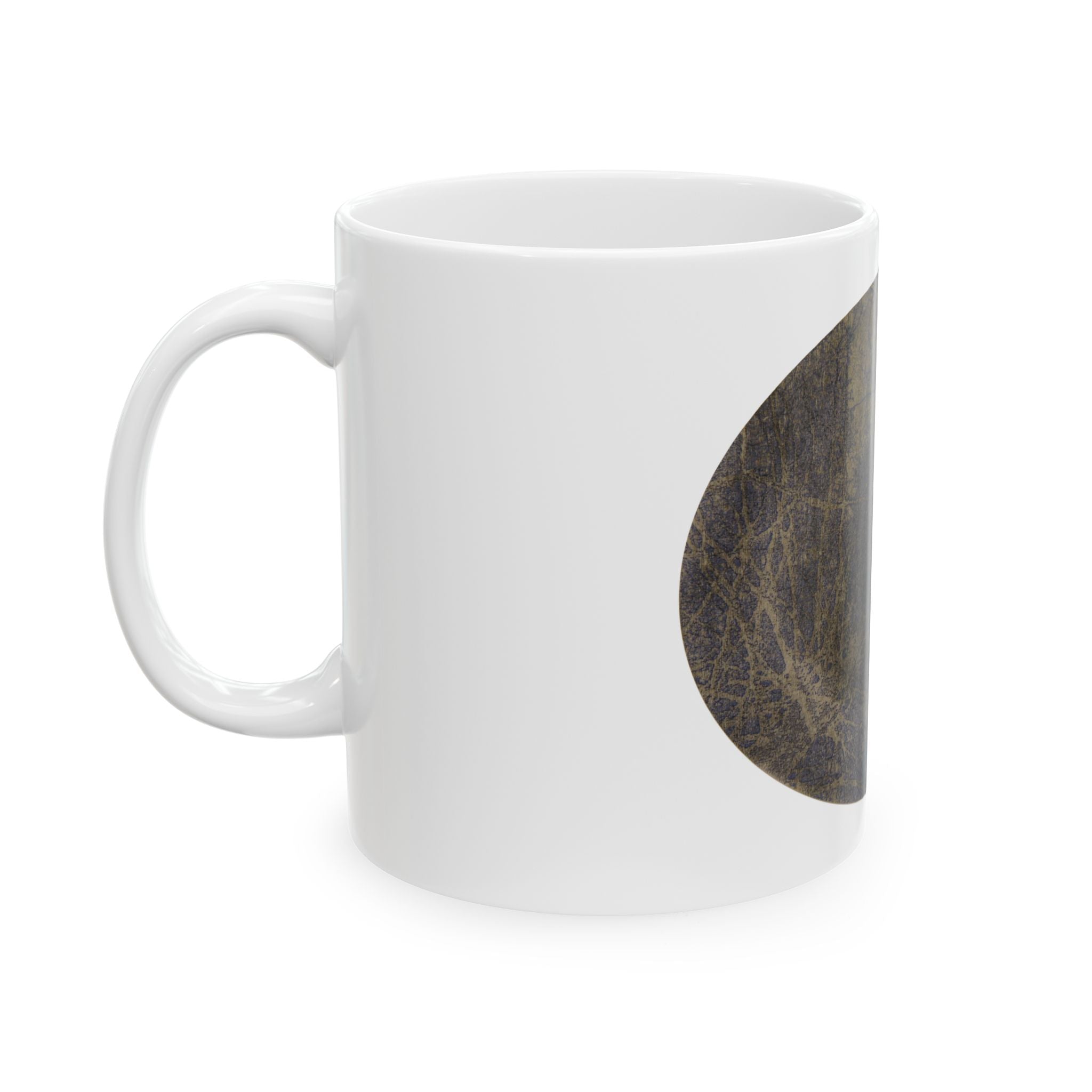 Abstract Earthtone Ceramic Mug — Organic Textured Circle Design - no 24