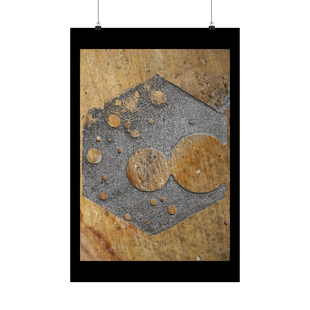 Rusty Hexagon Stencil Poster Matte Vertical Poster | Industrial Abstract Wall Art