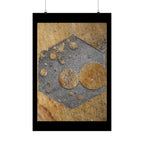 Rusty Hexagon Stencil Poster Matte Vertical Poster | Industrial Abstract Wall Art