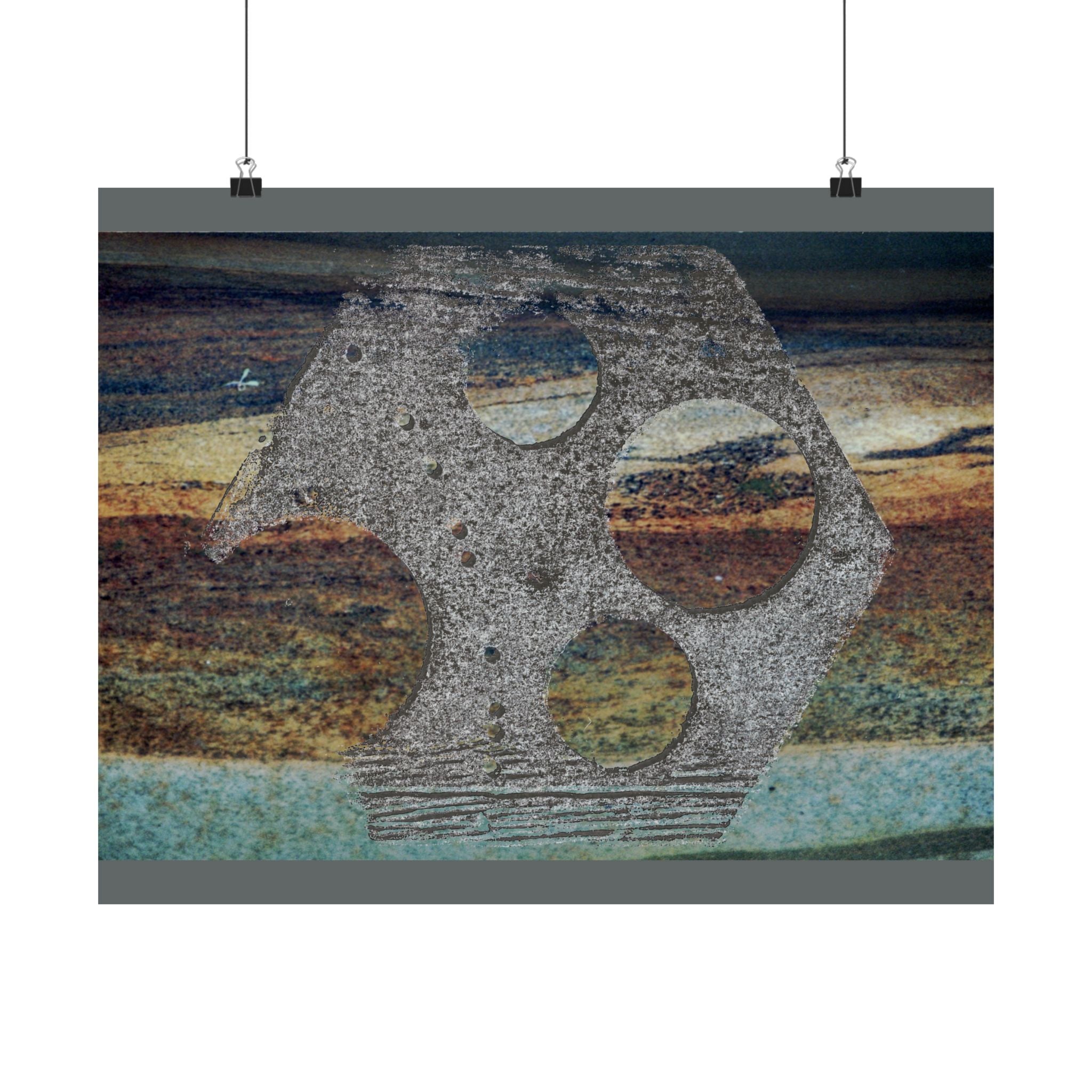 Abstracte poster met roestige metaaltextuur, mat, horizontaal | Industriële muurdecoratie 