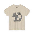 Hexagon Circles Graphic Tee — Digital Manual Print Art