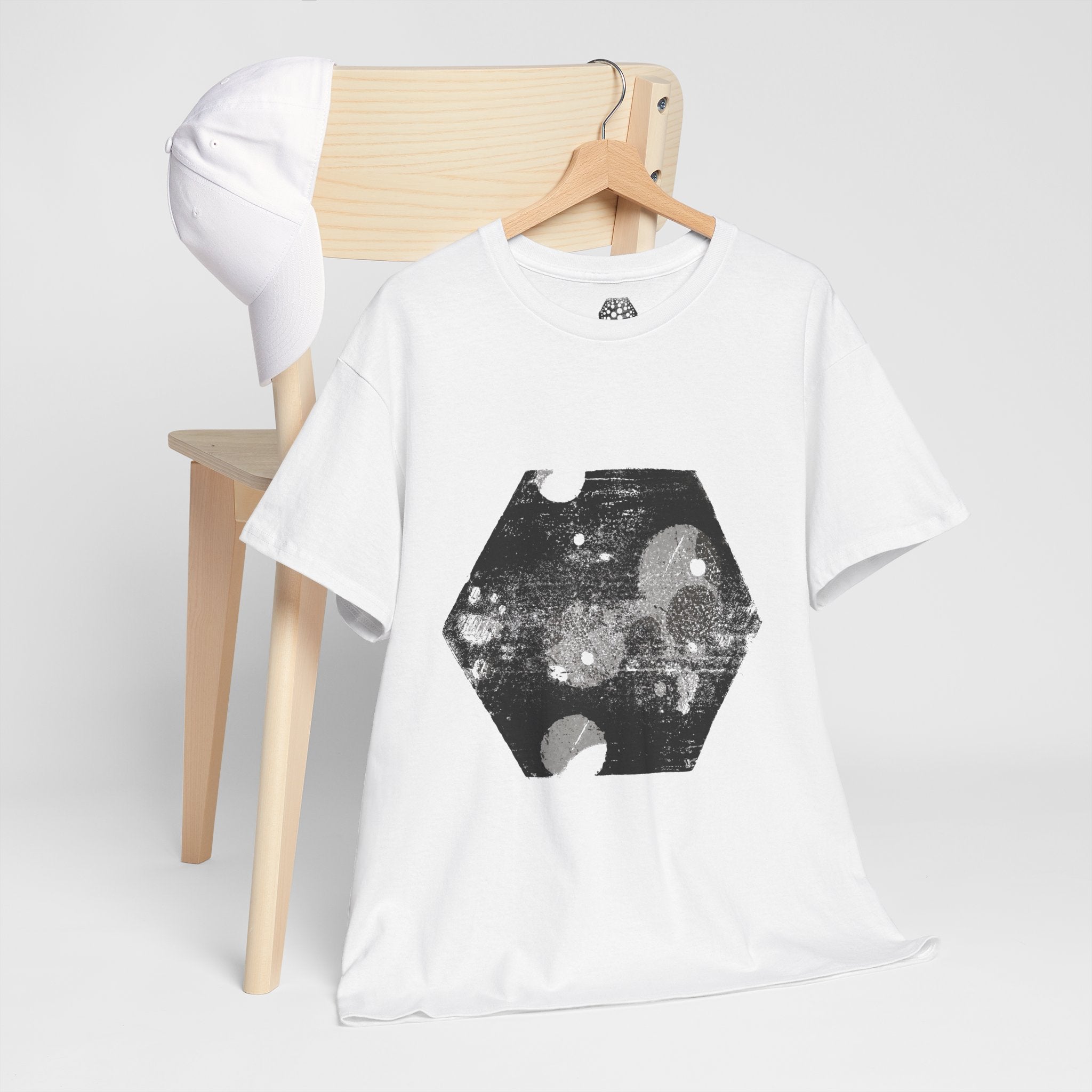 Hex Moon Graphic Tee — Distressed Space Cheese Vintage Astronomy T-Shirt