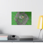Abstracte zeshoekige metalen textuurposter | Matte horizontale poster, groene organische achtergrond 
