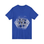 Hex Moon Graphic Tee Design Hex33 — Distressed Space Cheese Vintage Astronomy V-Neck T-Shirt
