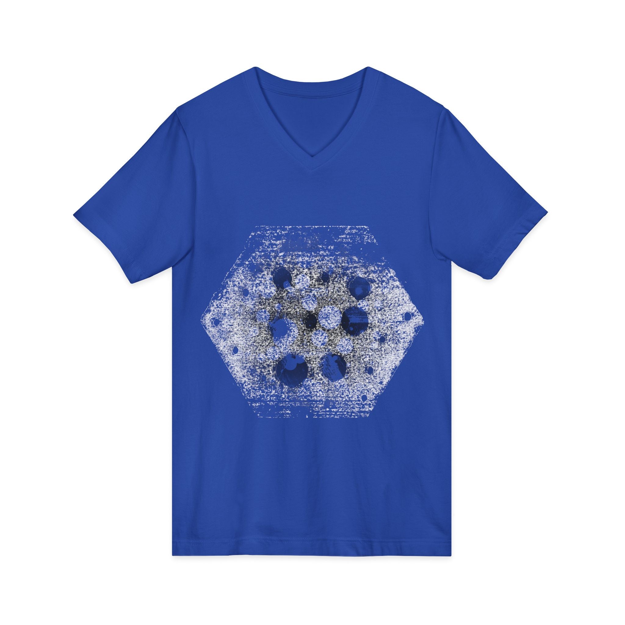 Hex Moon Graphic Tee Design Hex33 — Distressed Space Cheese Vintage Astronomy V-Neck T-Shirt
