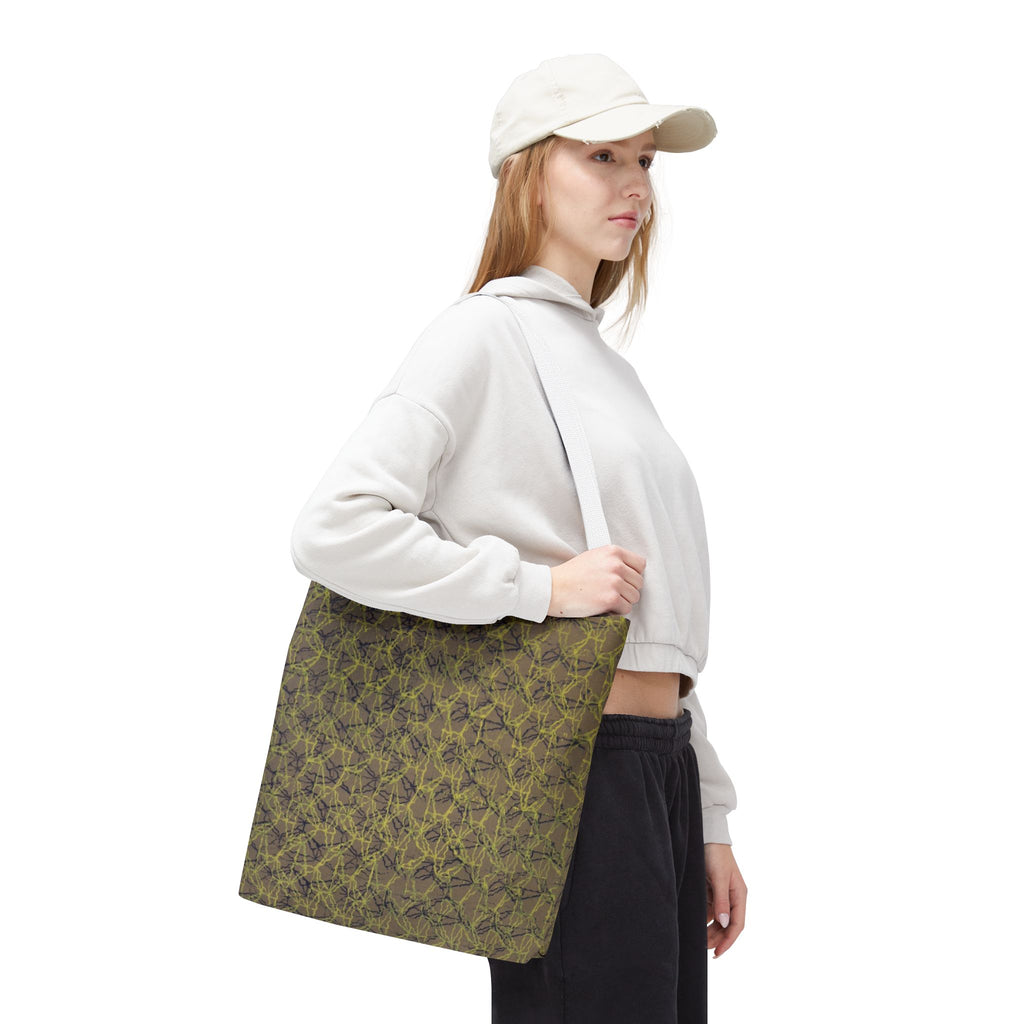 Abstract Olive Mosaic Tote Bag — All-Over-Print Reusable Shopper