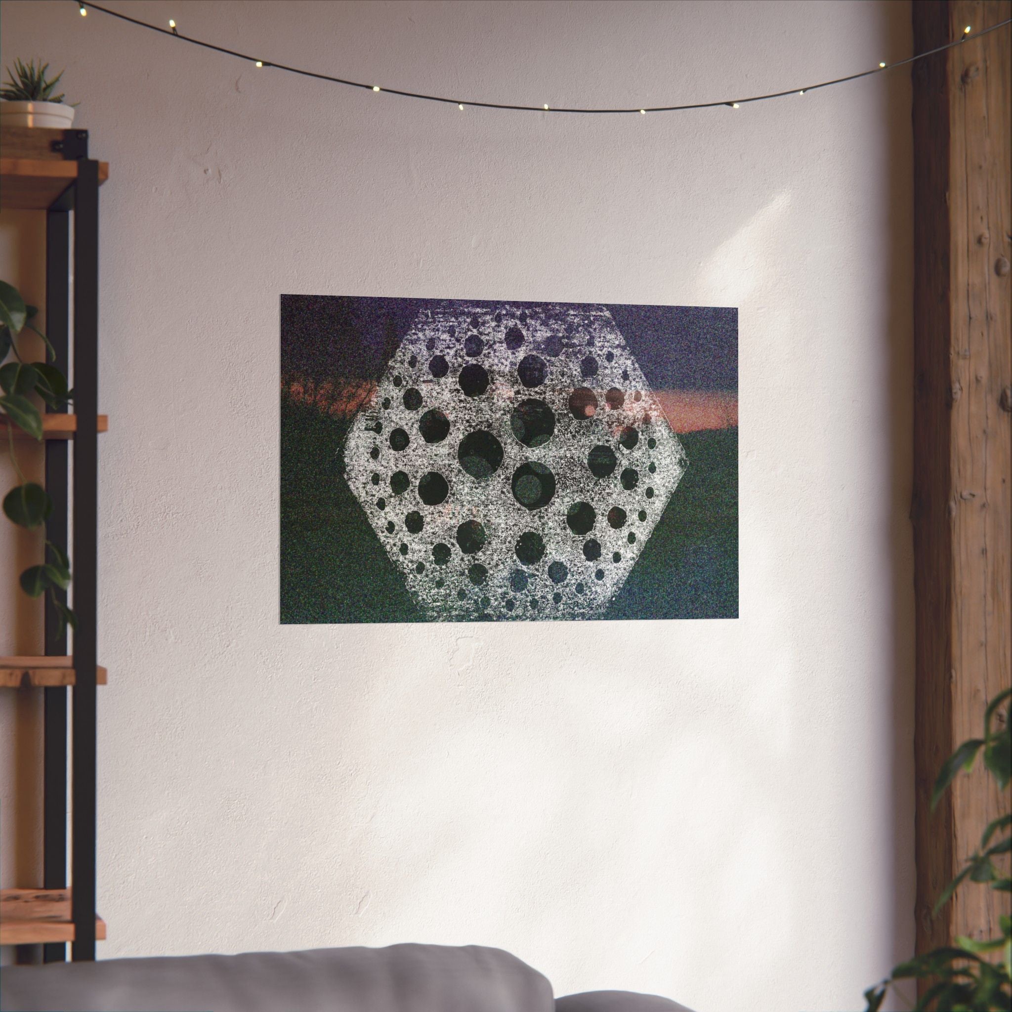 Abstract Geometric Moon Poster — Matte Horizontal Art Print