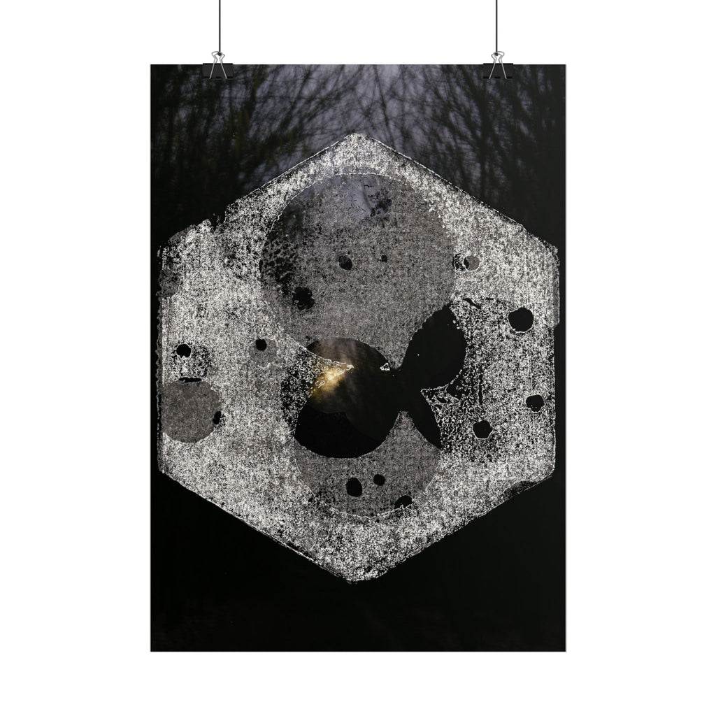 Verticale poster — Abstracte maan zeshoek kunst 