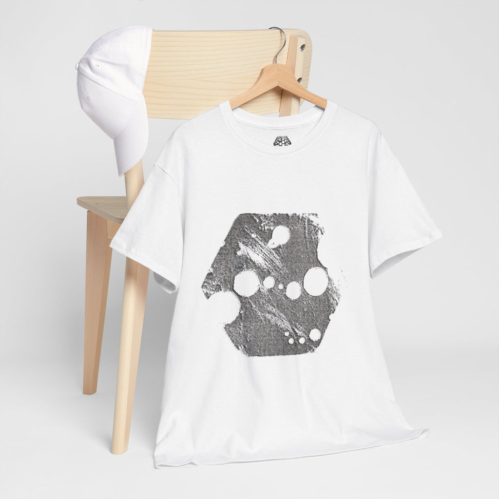 Hexagon Circles Graphic Tee — Digital Manual Print Art