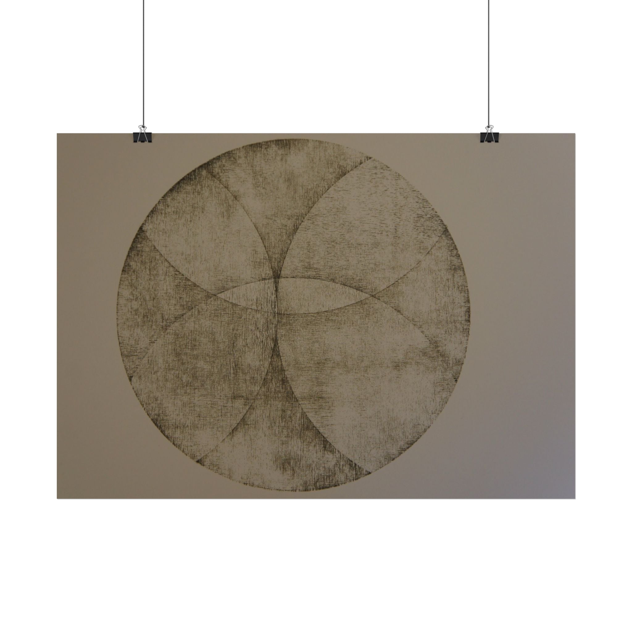 Geometrische cirkel kunstposter — Minimalistische vintage textuur muurprint 