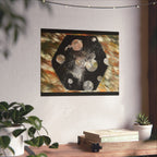 Abstract Cosmic Hex Matte Poster — Planetary Dots Wall Art