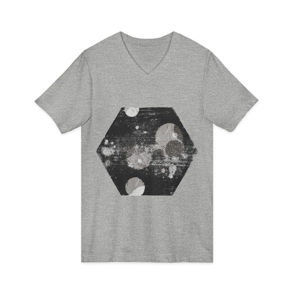 Hex Moon Graphic V-Neck Tee Design Hex21 — Distressed Space Cheese Vintage Astronomy V-Neck T-Shirt