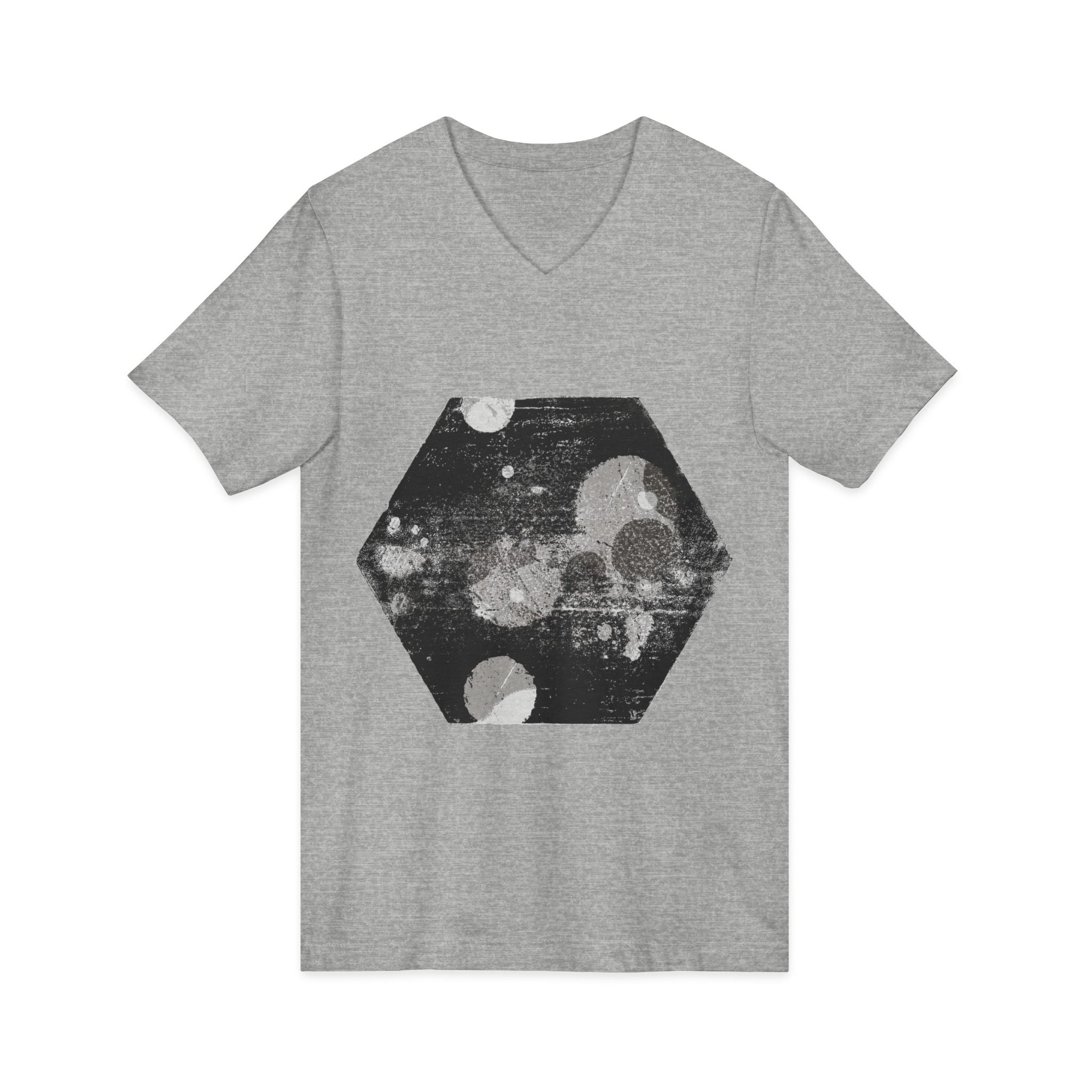 Hex Moon Graphic V-hals T-shirt Design Hex21 — Verweerde Space Cheese Vintage Astronomie V-hals T-shirt 