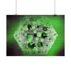 Abstracte groene zeshoekige poster — Moderne sciencefiction muurdecoratie 