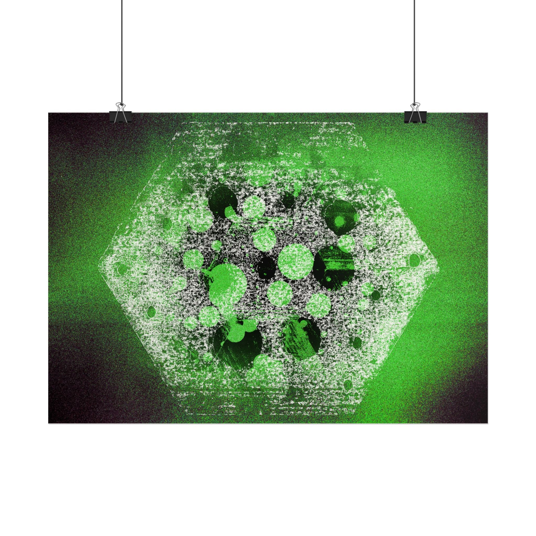 Abstract Green Hexagon Poster — Modern Sci‑Fi Wall Art
