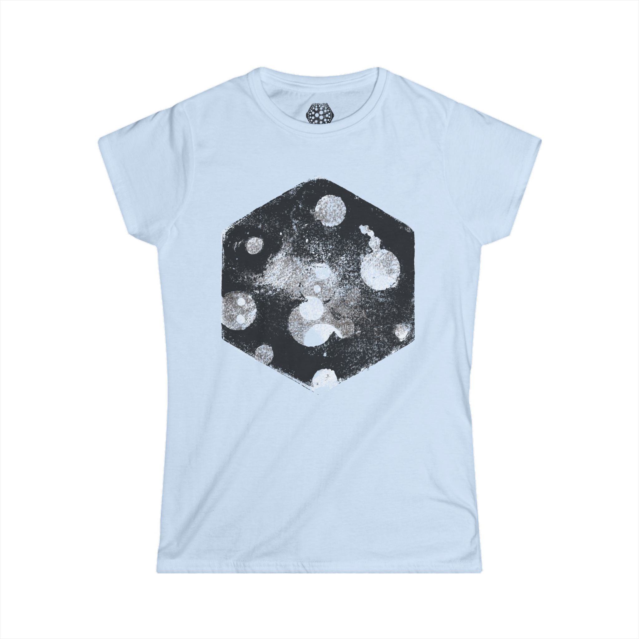 Hex Moon Graphic Tee — Minimalistisch hemels T-shirt voor dames 