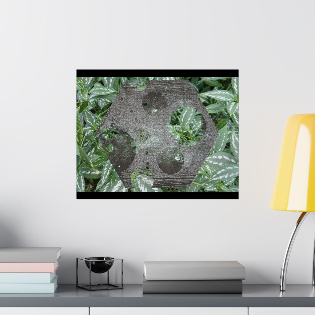 Botanical Hexagon Print Poster — Green Leaf Matte Horizontal Wall Art