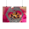 Abstract Floral Geometry Matte Horizontal Poster | Pink Bloom, Hex Cutout