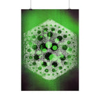 Abstracte groene zeshoekige poster — Geometrische sciencefiction muurdecoratie 