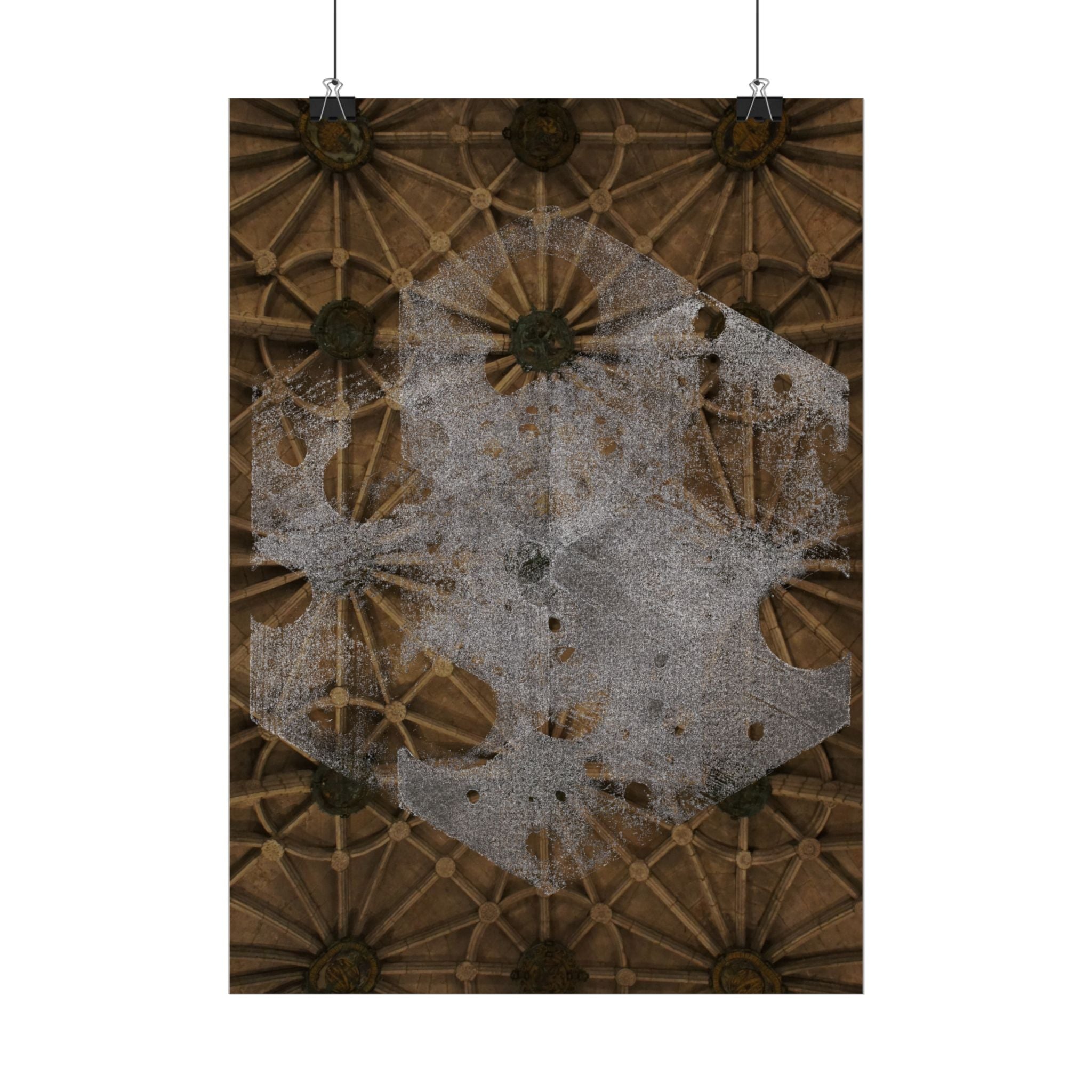 Vintage bloemen plafondposter — Verweerde gotische botanische muurdecoratie 