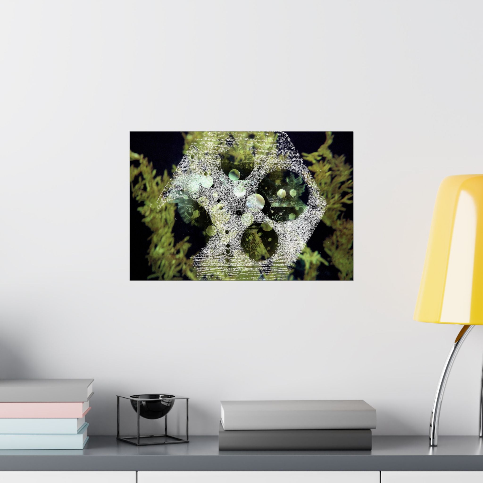 Abstracte poster met groen koraalrif, matte afwerking — Horizontale wanddecoratie geïnspireerd op de oceaan 
