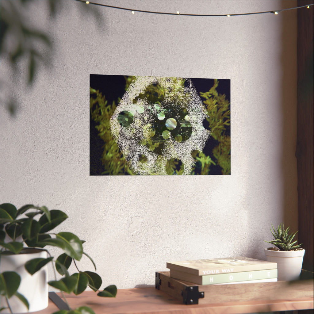 Abstract Green Bubble Matte Poster — Botanical Surreal Horizontal Wall Art