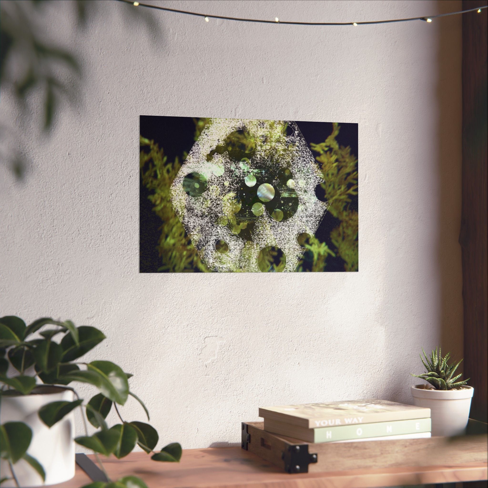 Abstract Green Bubble Matte Poster — Botanical Surreal Horizontal Wall Art