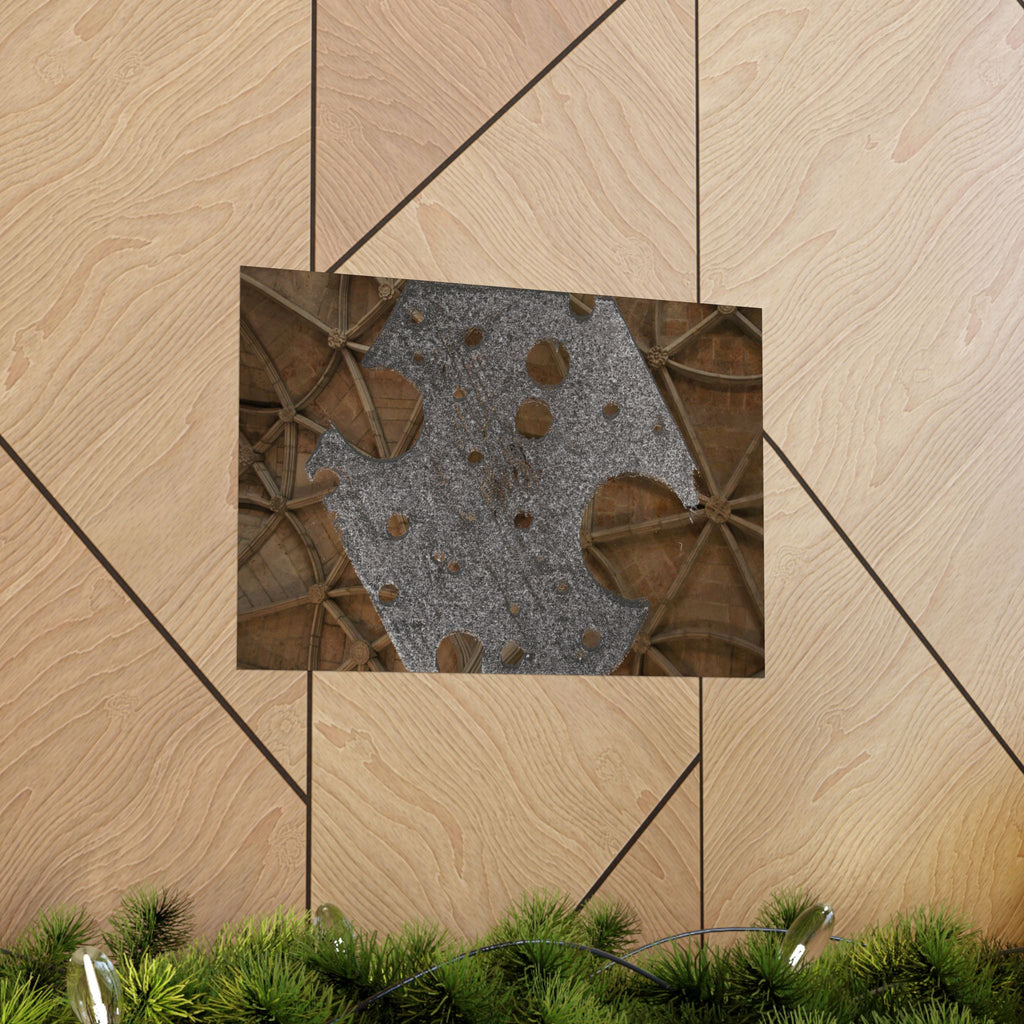 Matte horizontale poster — Horizontale kunst met metalen textuur van een kathedraalplafond 