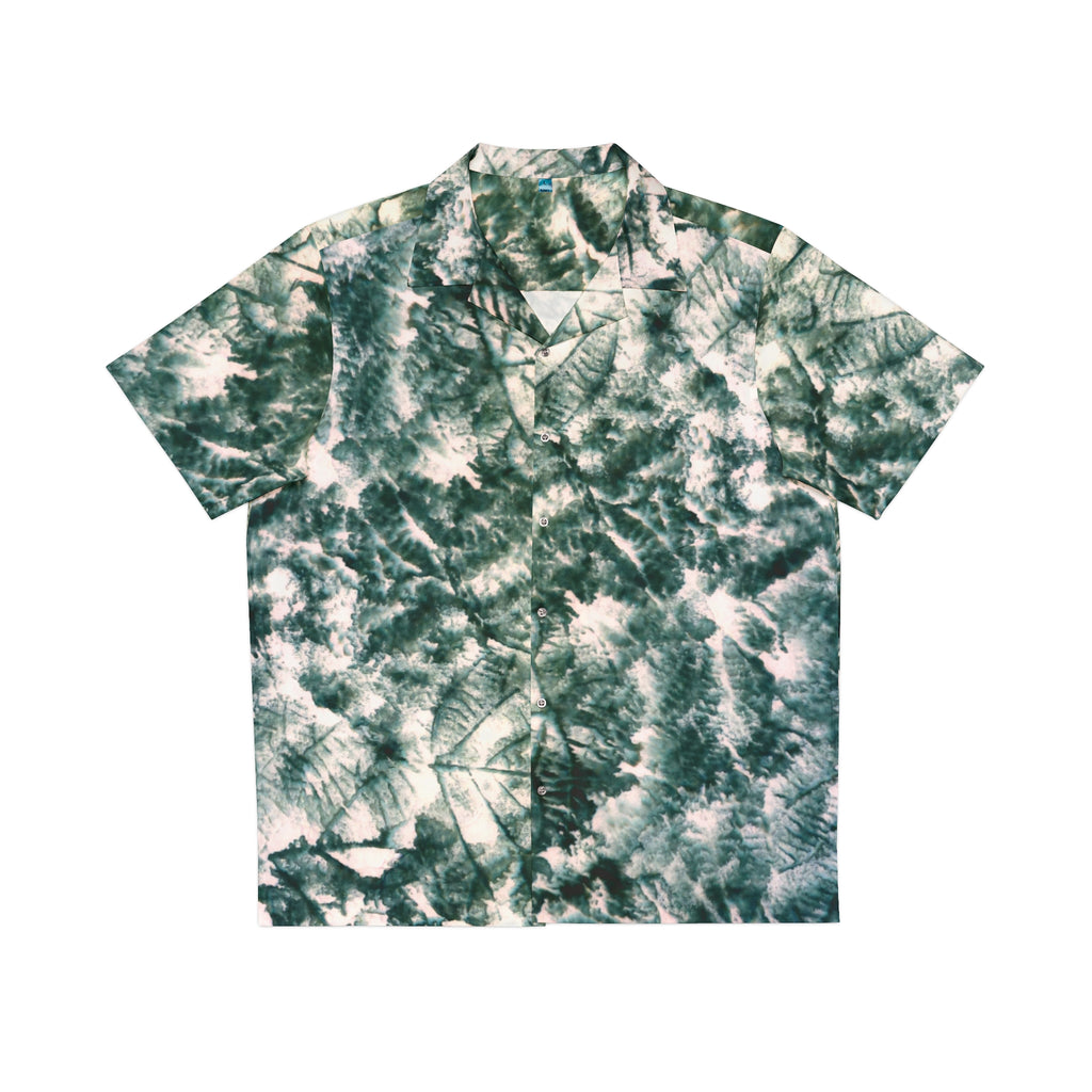 Green Tie-Dye Hawaiian Shirt — Men's Tropical Button-Up