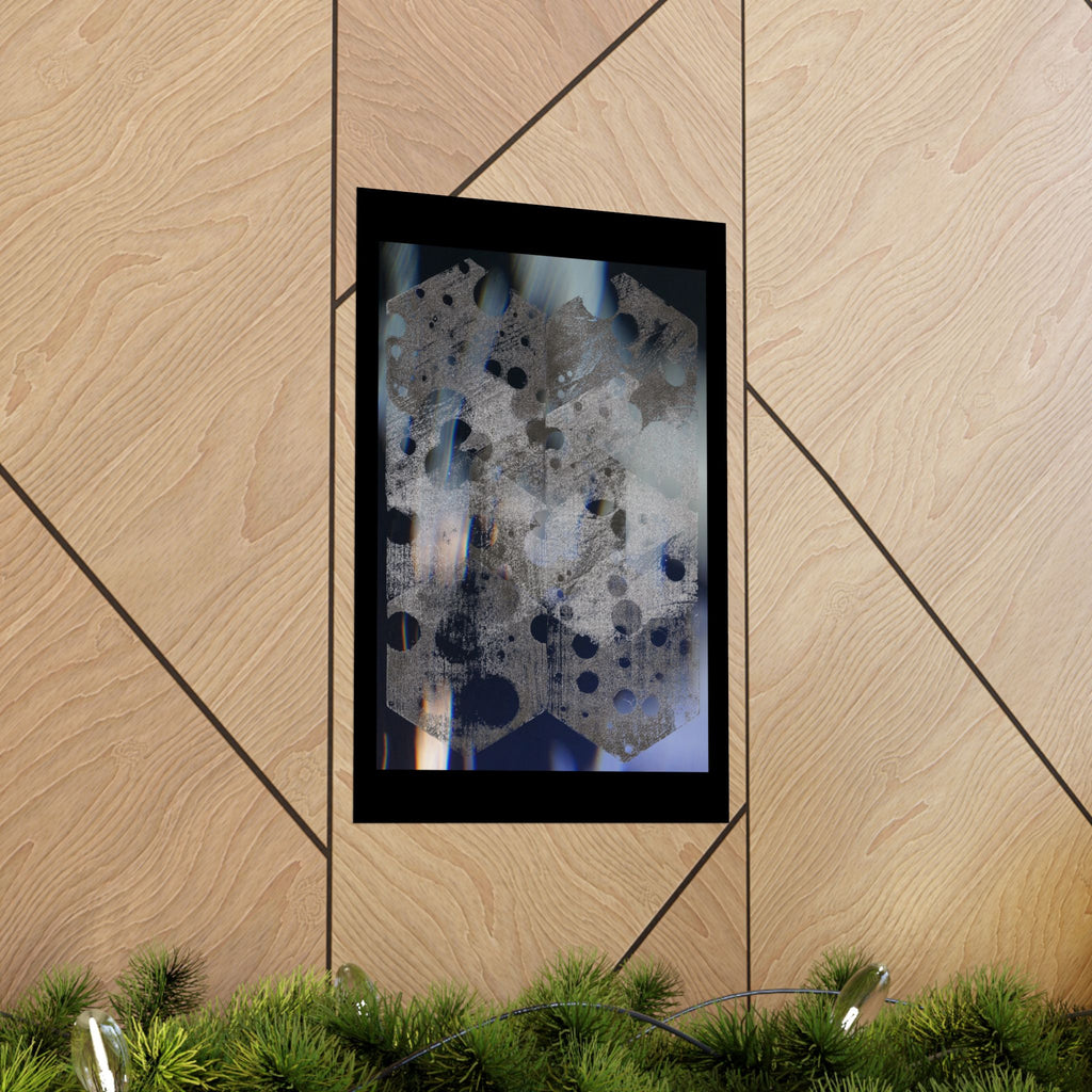 Abstract Geometric Matte Poster — Blue Hexagon Pattern Art Print