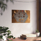 Abstracte roestkleurige zeshoekige matte horizontale poster — Industriële wanddecoratie voor thuis, kantoor en loft. 
