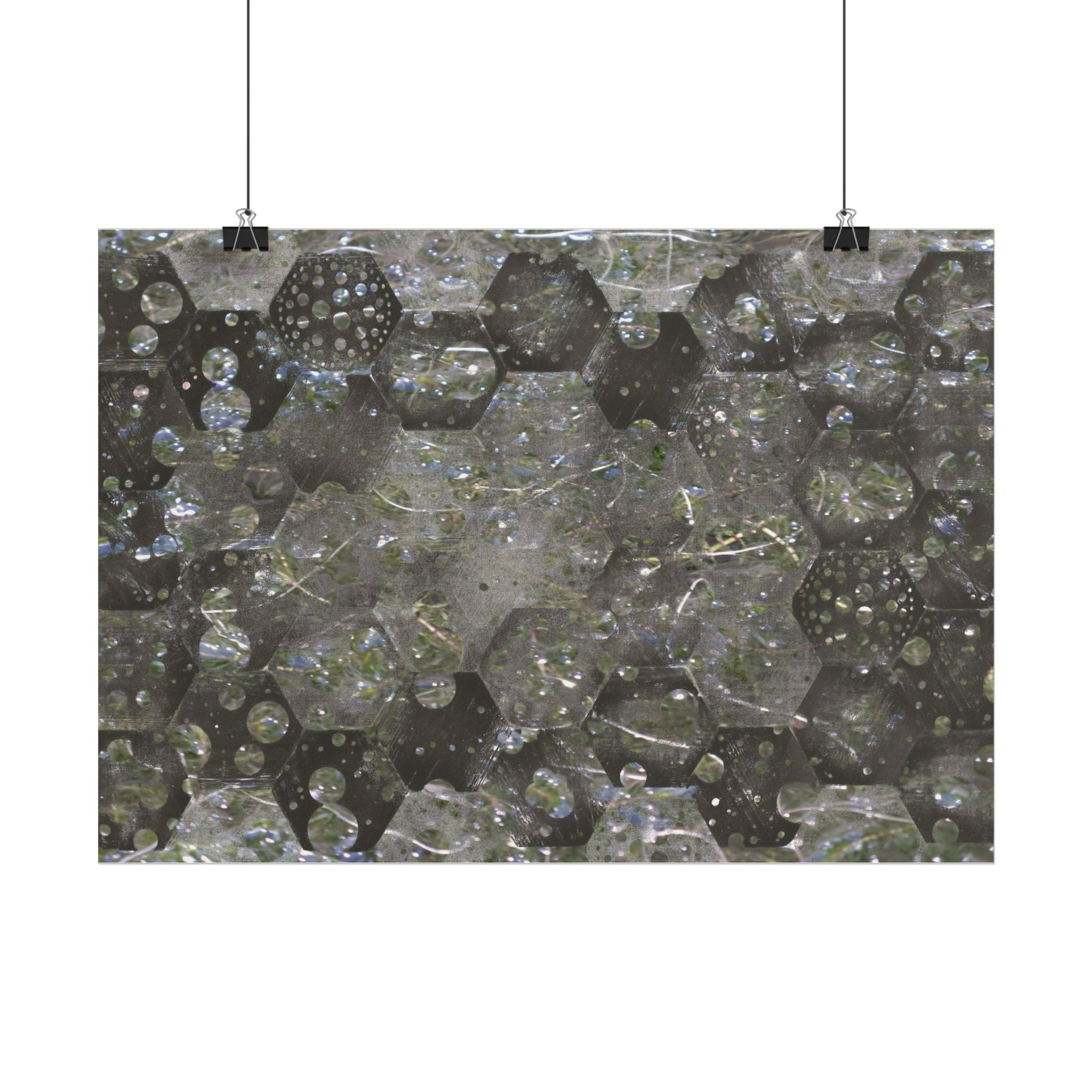 Abstract Hexagon Bubble Poster — Geometric Textured Wall Art