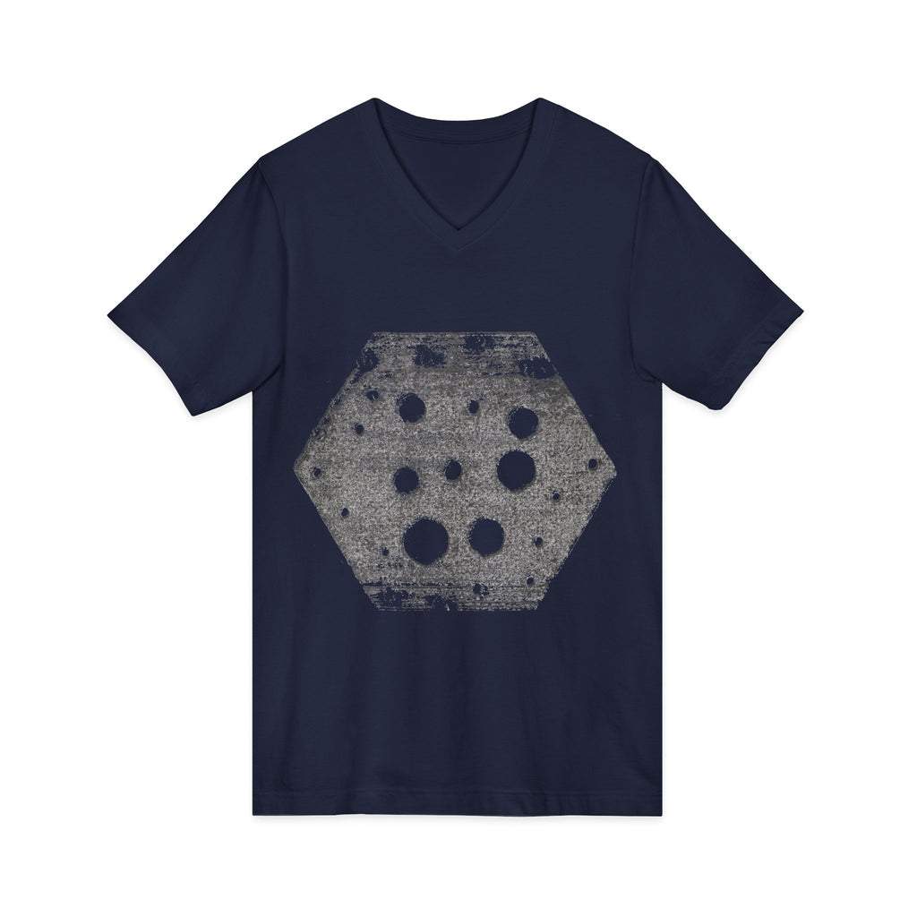 Hex Moon Graphic Tee Design Hex11 — Distressed Space Cheese Vintage Astronomy V-Neck T-Shirt