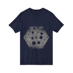 Hex Moon Graphic Tee Design Hex11 — Distressed Space Cheese Vintage Astronomy V-Neck T-Shirt