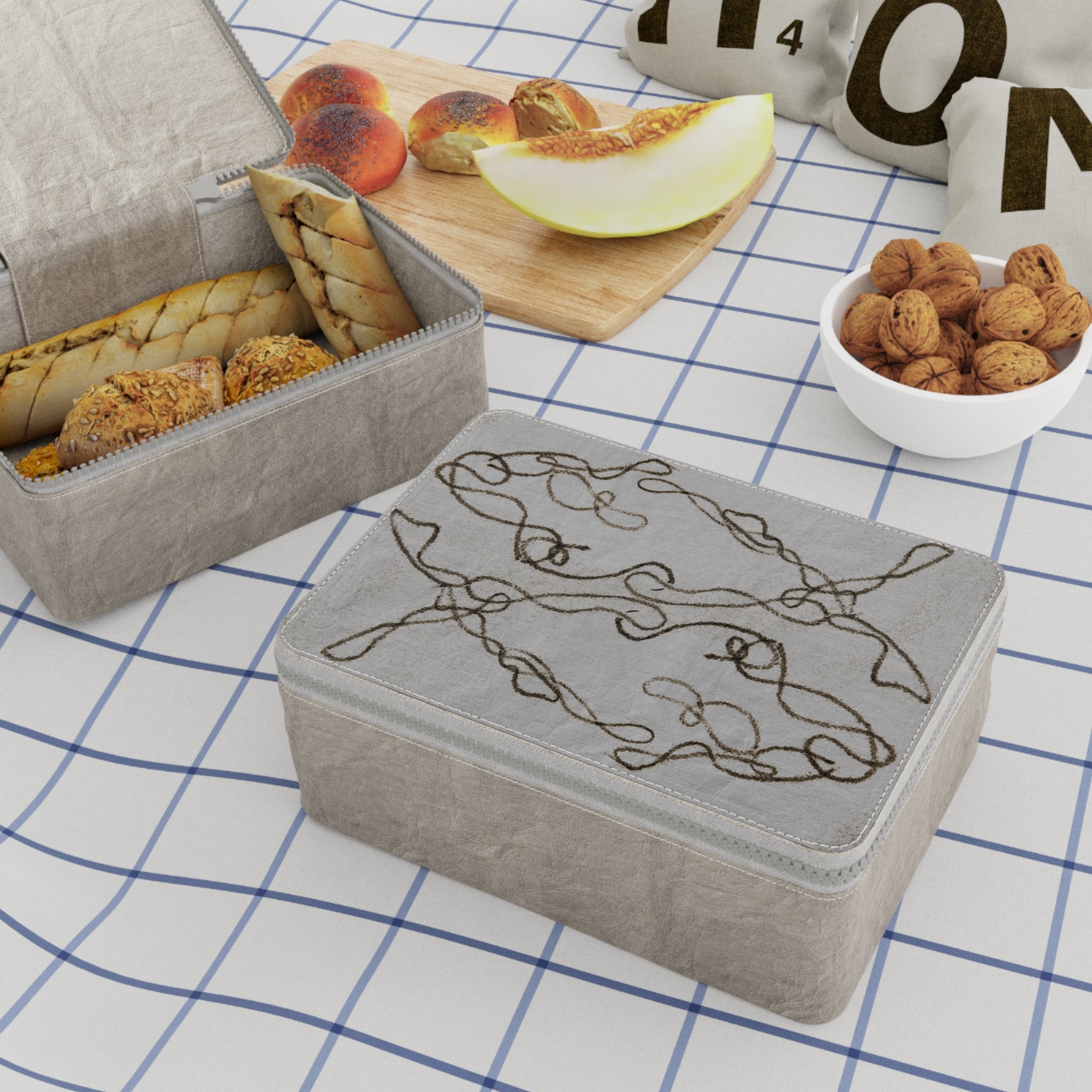 Paper Lunch Bag — Minimalist Abstract Line Art Reusable Lunch Sack