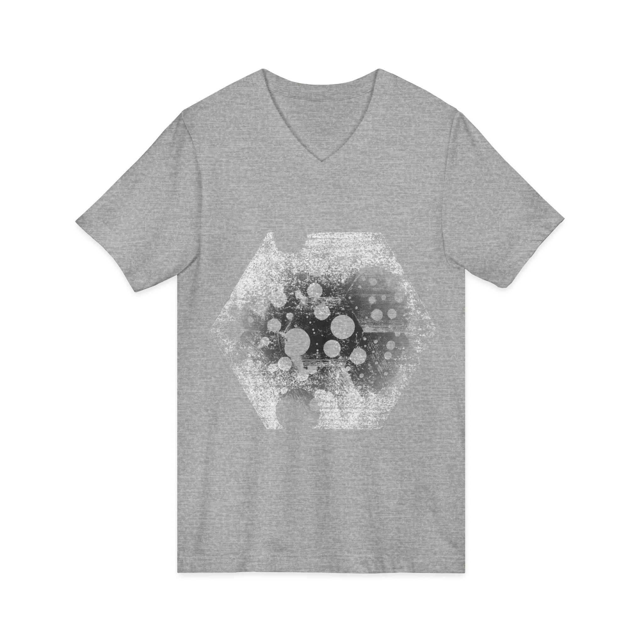 Hex Moon Graphic Tee Design Hex30 — Distressed Space Cheese Vintage Astronomy V-Neck T-Shirt