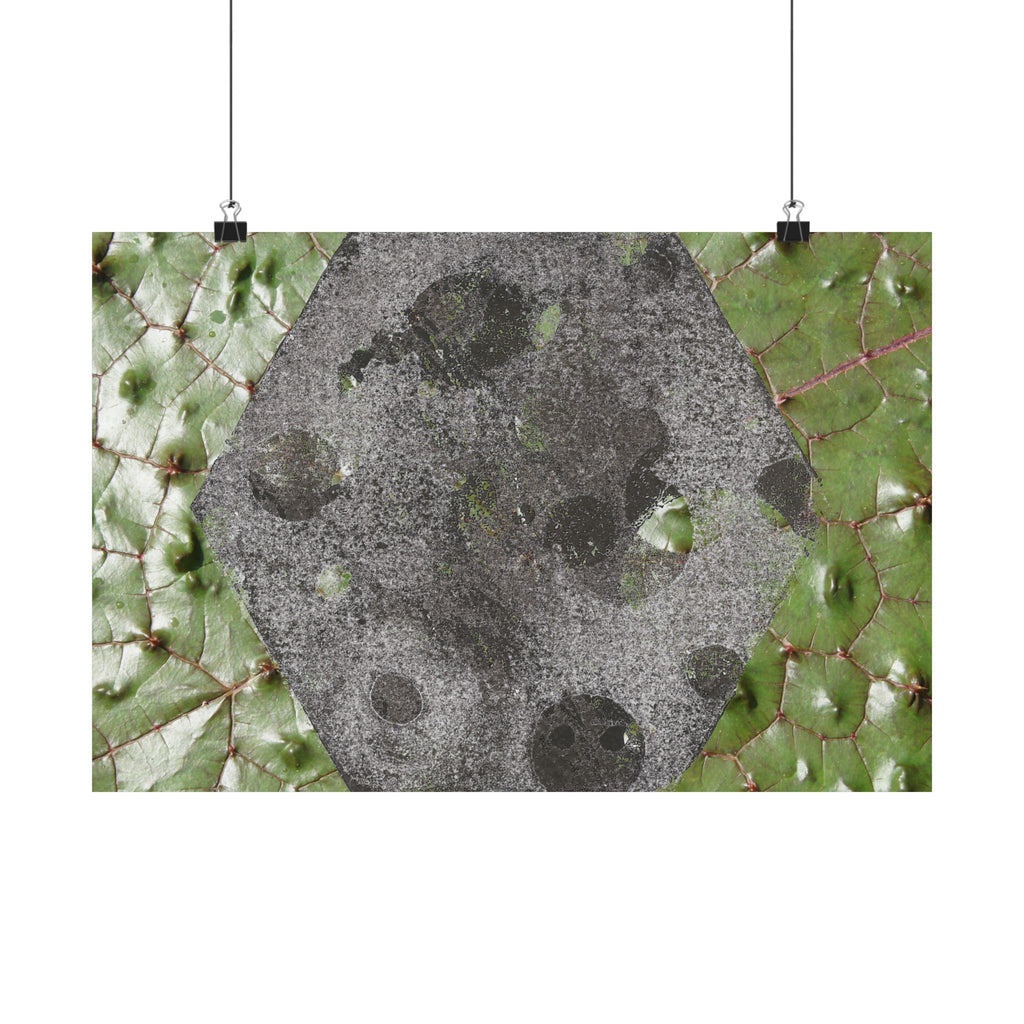 Botanical Hex Abstract Matte Poster — Green Leaf Texture Horizontal Wall Art