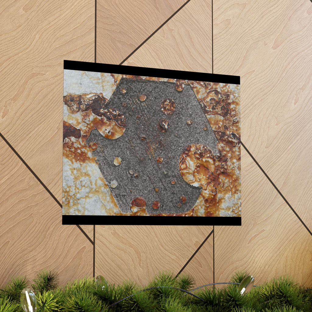 Abstracte poster met roesttextuur en matte afwerking — Industriële wanddecoratie (horizontaal) 