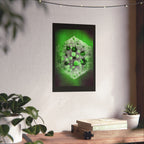 Green Hexagon Abstract Poster — Neon Geometric Art Matte Vertical Print