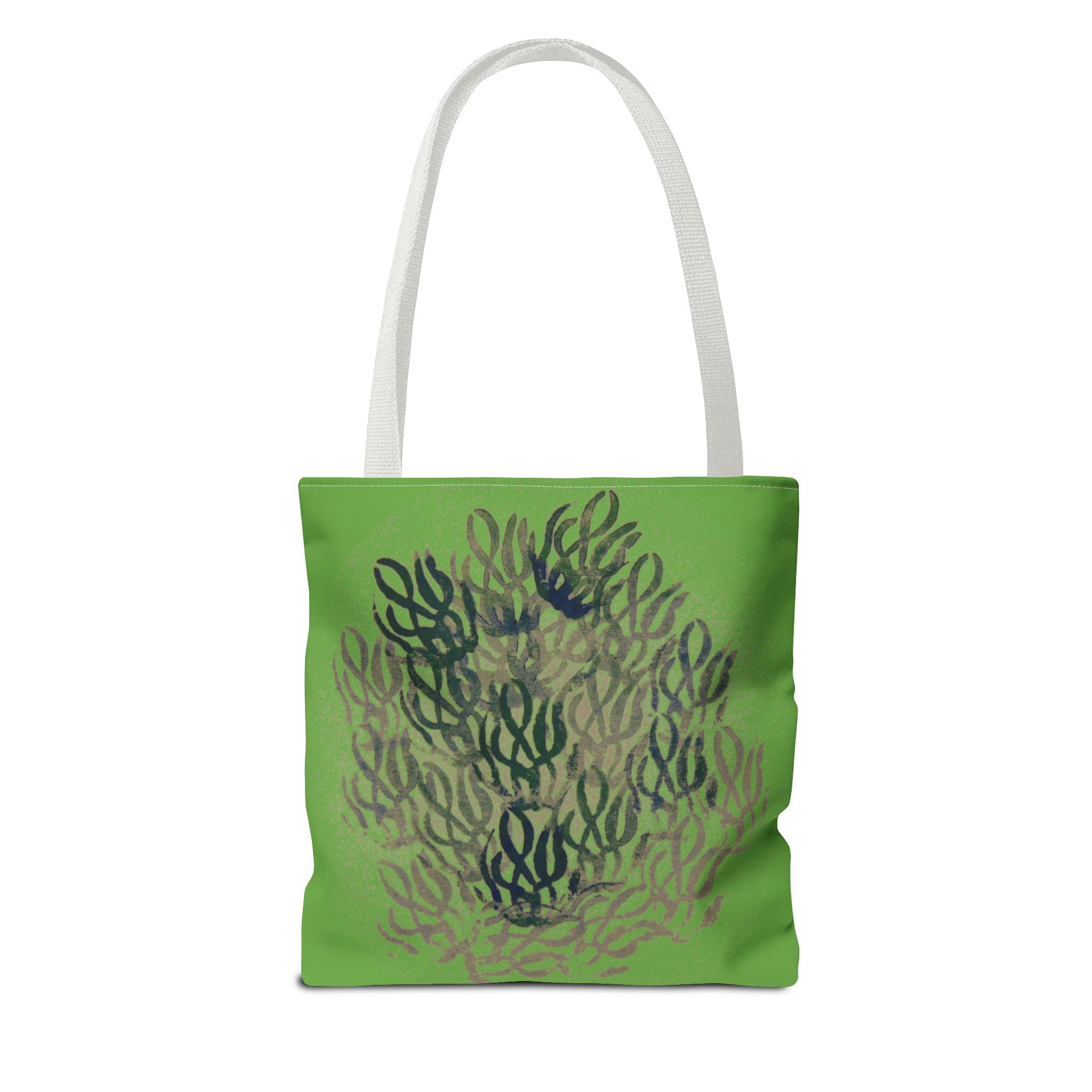 Green Abstract Coral Tote Bag – Ocean-Inspired All-Over Print Tote