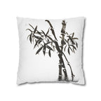 Bamboo Ink-Brush Square Pillowcase — Minimal Asian-Inspired Decorative Pillow Cover