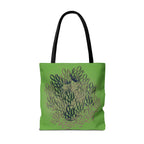 Green Abstract Coral Tote Bag – Ocean-Inspired All-Over Print Tote