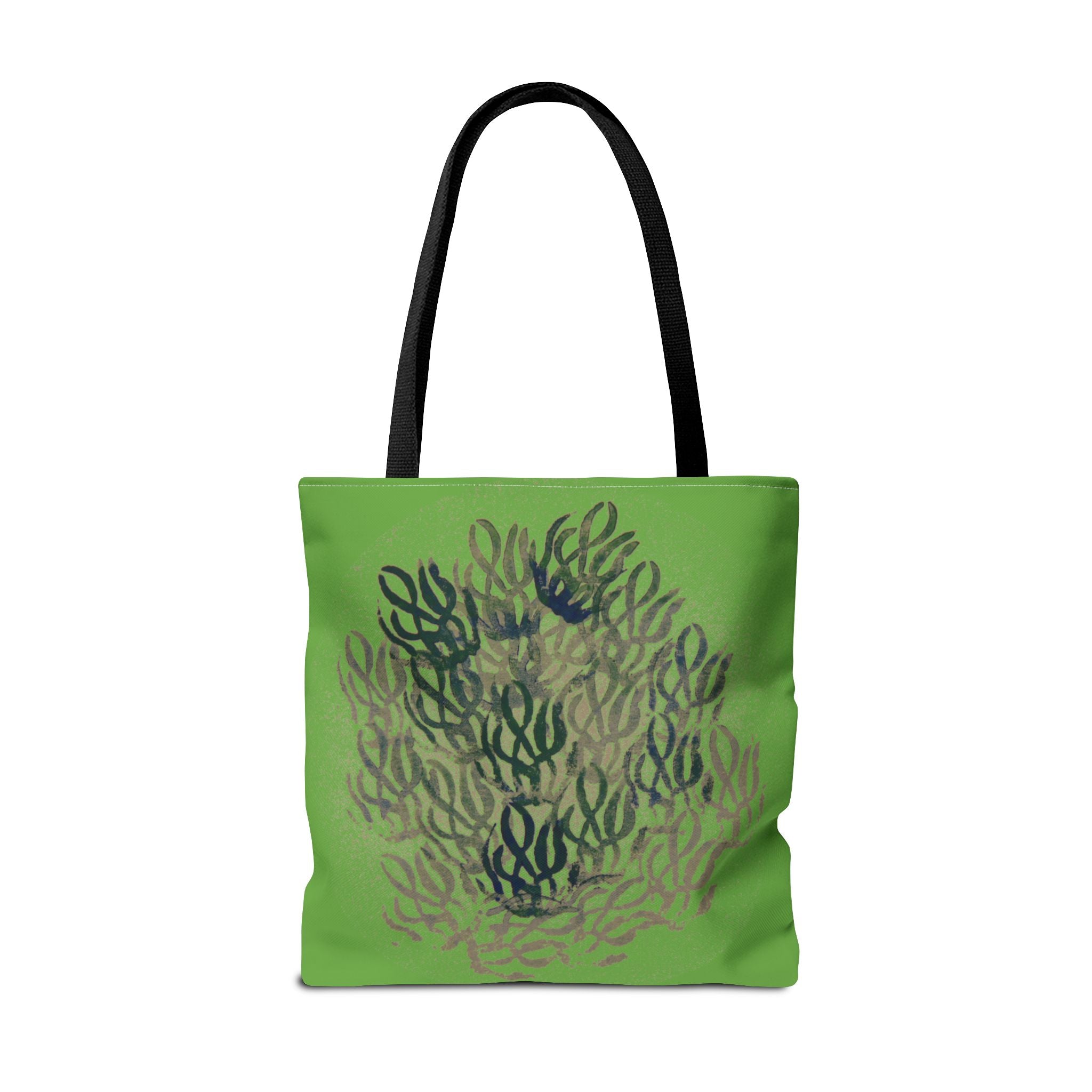 Green Abstract Coral Tote Bag – Ocean-Inspired All-Over Print Tote
