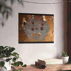 Abstracte roestkleurige zeshoekige matte horizontale poster — Industriële wanddecoratie voor thuis, kantoor en loft. 