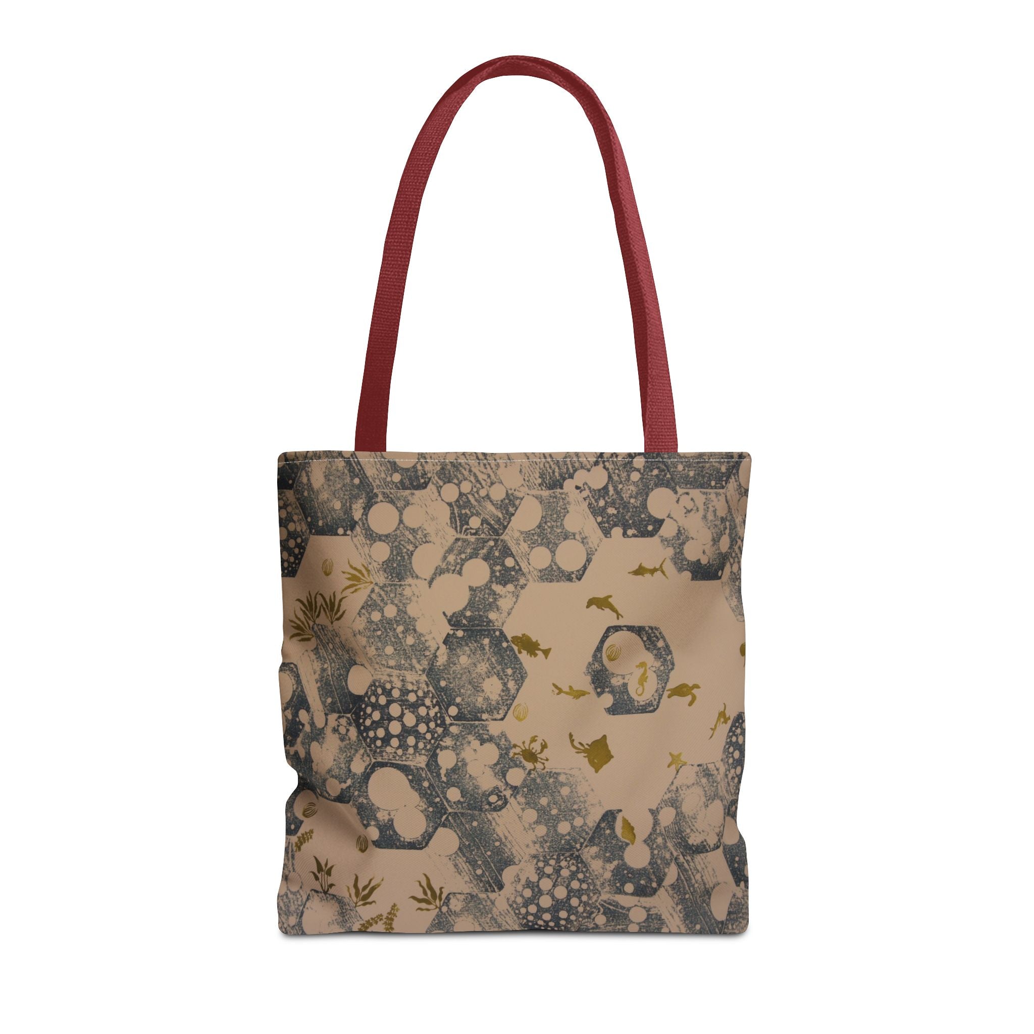 Abstract Marble Pattern Tote Bag — Neutral Honeycomb Bubble Design