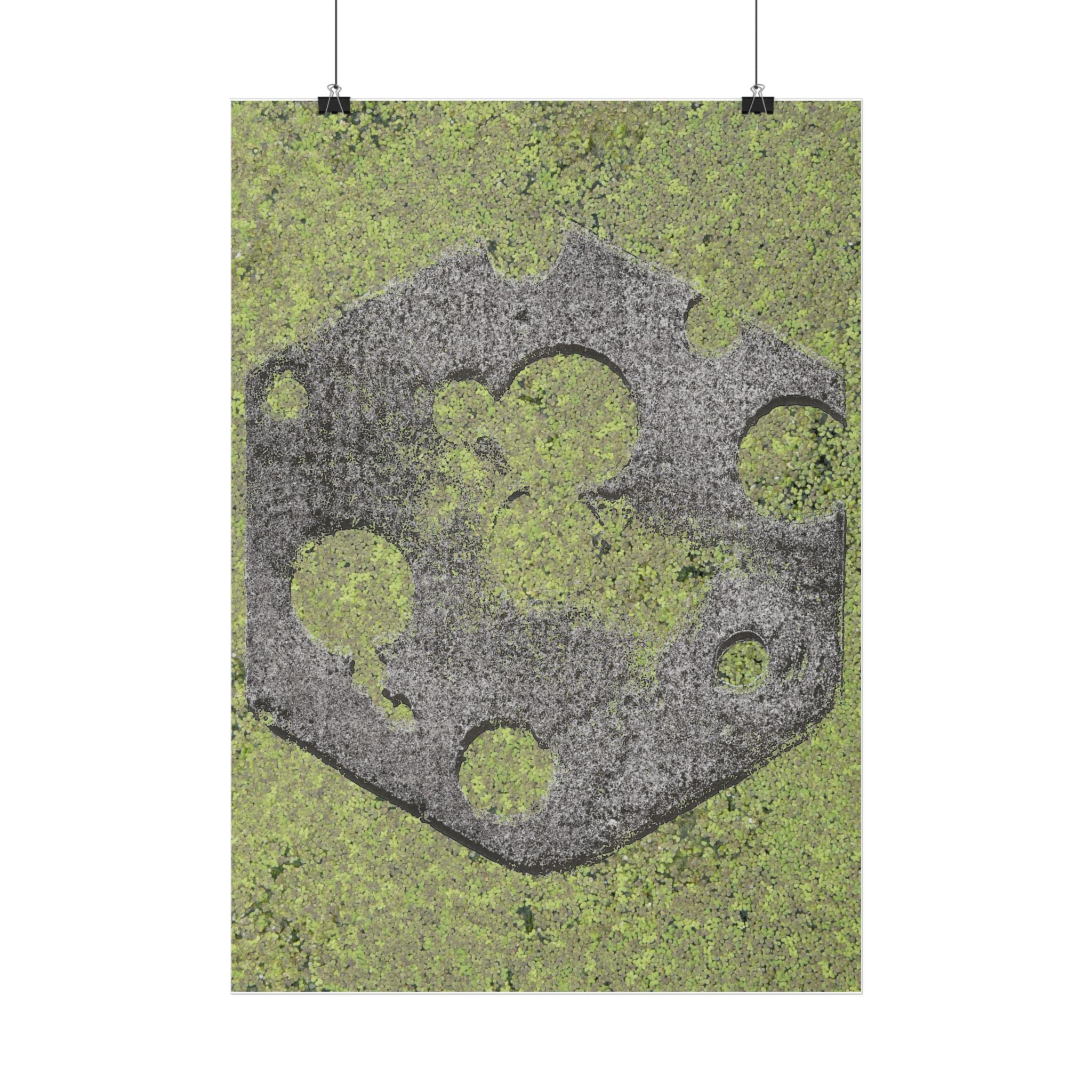 Mossy Stone Crest Poster — Vertical Wall Art